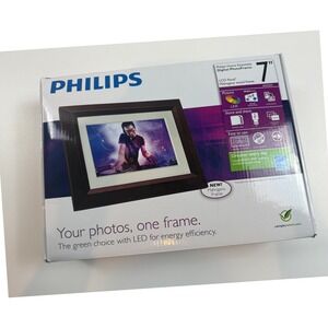 Philips 7 inch LCD Digital Photo Frame Mahogany Wood Finish Energy Efficient LED